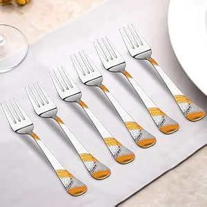 Buy Parage 6 Pieces Stainless Steel 24k Golden Dinner Forks,16 cm ...