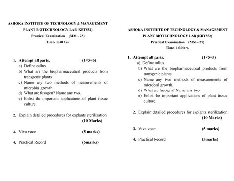 plant bio technology - ASHOKA INSTITUTE OF TECHNOLOGY & MANAGEMENT ...