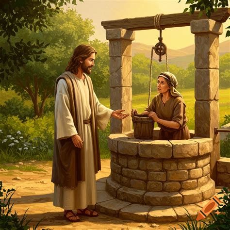 Jesus and the woman at the well on Craiyon