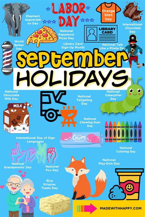 September Holidays and Observances - Made with HAPPY