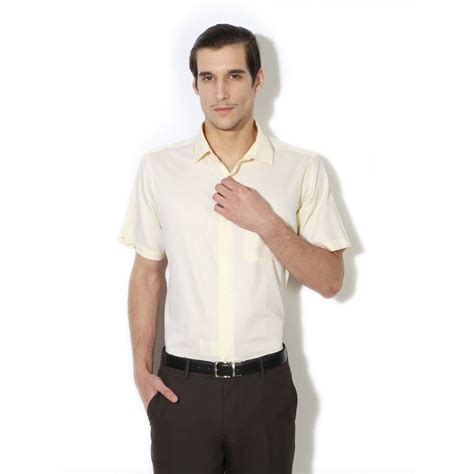 Buy Van Heusen Cream Solid Shirt Online