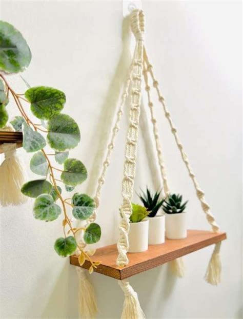 Macrame Home Decor Shelf, Macrame Pot Planter Wall Hanging Tapestry ...