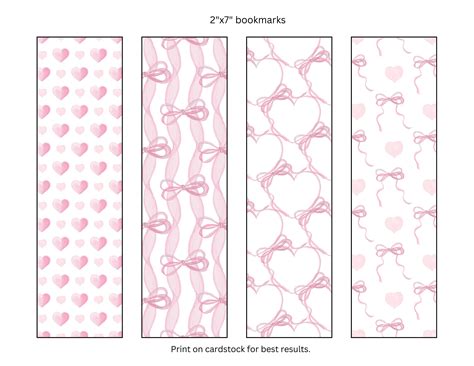 Pink, Corquette, Bow, Bookmarks, Bookmark, Digital, Printable, Instant ...