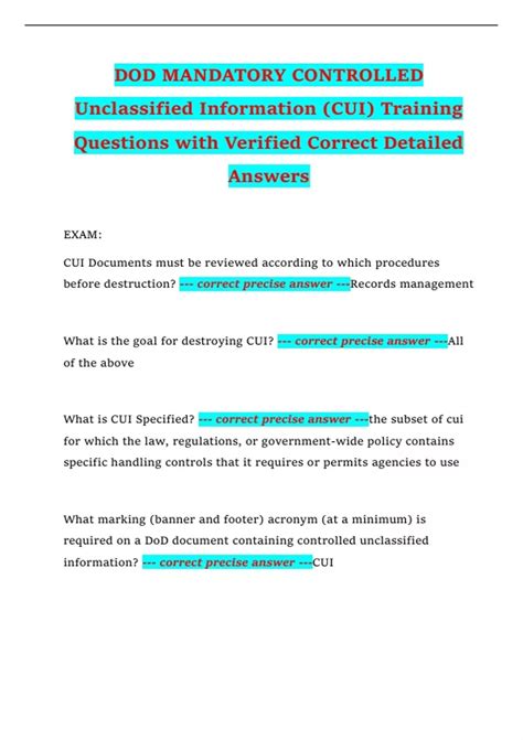 DOD MANDATORY CONTROLLED Unclassified Information (CUI) Training ...