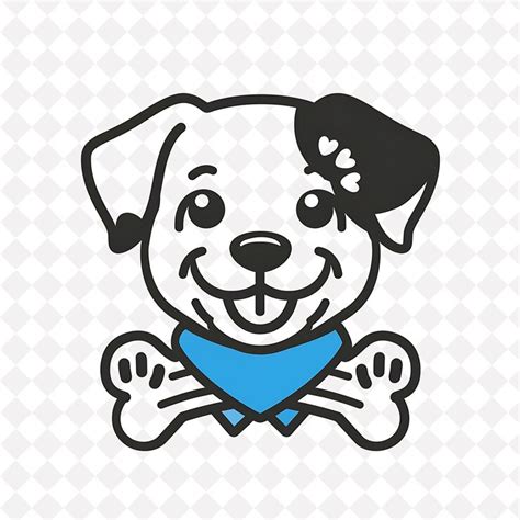 Dog icon bone shaped emblem with paw print border adorable d ...