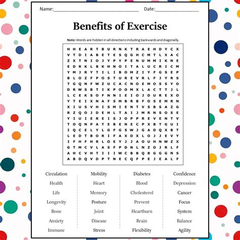 Exercise Word Search Printable 的图像结果