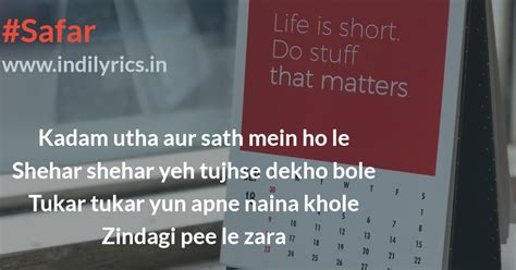Main Safar Mein Hoon | Notebook | Mohit Chauhan | Song Lyrics with ...