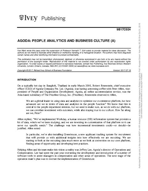 Agoda 09 - Case Study - Indian Institute of Management - 9B17C AGODA ...