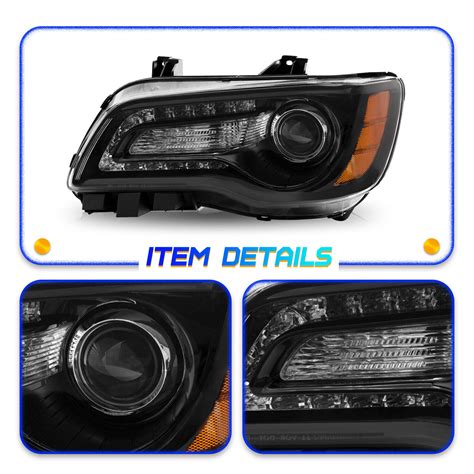 For 2011-2023 Chrysler 300 Headlights LED DRL Black Amber Headlamps W ...