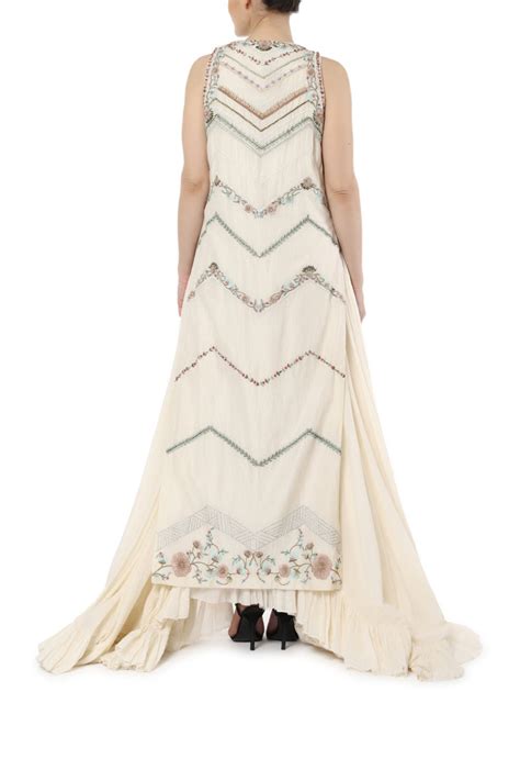 Embroidered Kurta with Asymmetrical Ruffled Slip – samantchauhan