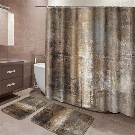 Amazon.com: ArtSocket Brown Bathroom Set with Shower Curtain and Rugs ...