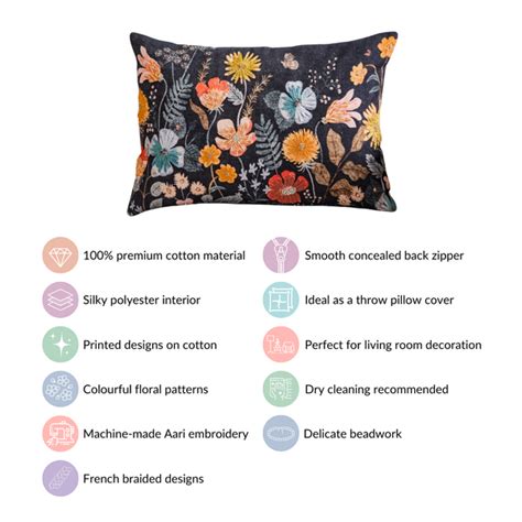 Floral Fantasy Beaded Couch Cushion Cover 20x14 Inch Online - Premium ...
