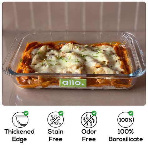 Allo Borosilcate Square Glass Baking Dish, Baking Tray, Oven and Micro ...