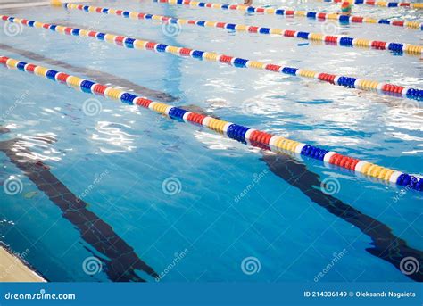 Lanes in a Competition Olympic Size Swimming Pool. Stock Image - Image ...
