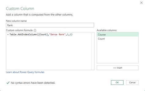 Image result for Add Rank Power Query