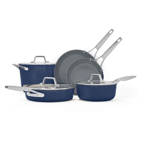 Calphalon Premier Ceramic Nonstick 8-Piece Cookware Set, Midnight Blue ...