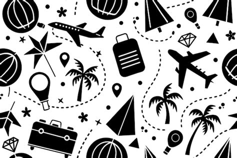 Travel pattern with elements and dash lines seamless pattern design ...