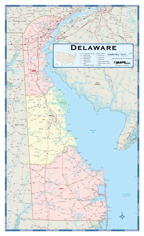 Delaware Counties Wall Map | Maps.com.com