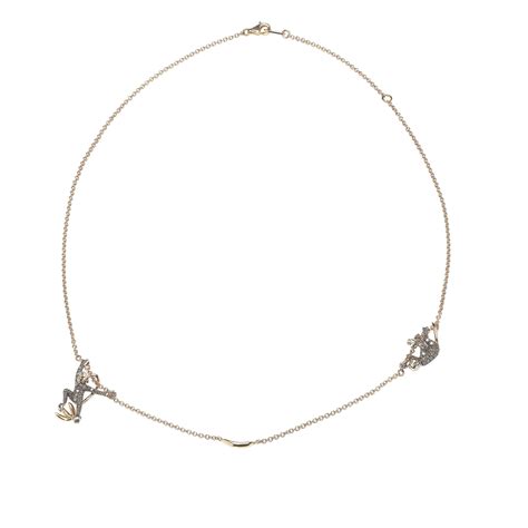 Bibi van der Velden Two Monkey Rosegold, Silver & Gold Chain Necklace w ...
