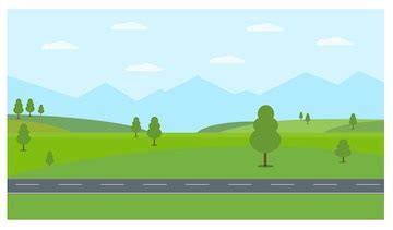 Customizable landscape vector road green field amp mountains for travel ...