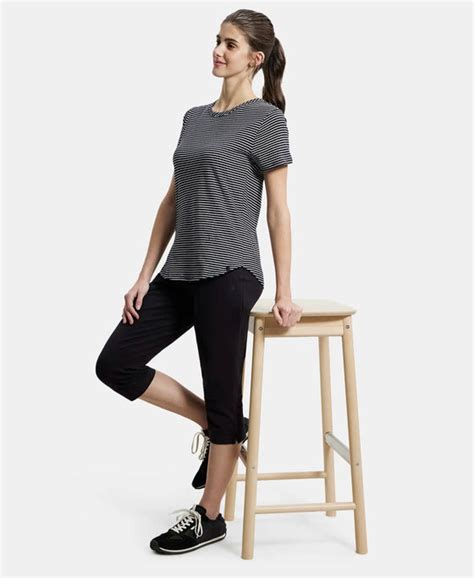 Buy Super Combed Cotton Stripe Fabric Relaxed Fit Round Neck Half ...