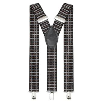 Buy Peluche Uber Checks Black Coloured 3.5cm strap width suspender for ...
