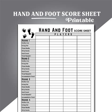 Hand and Foot Score Sheets, Hand and Foot Card Game Score Sheets ...