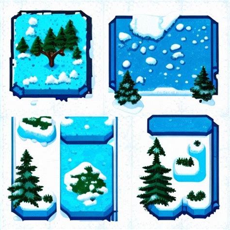 Rectangular Ice and snow Tilemap for 2d games sprite sheet, include ...