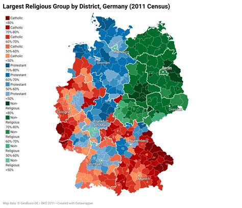 Present Day Map Religions Of Germany With Cities