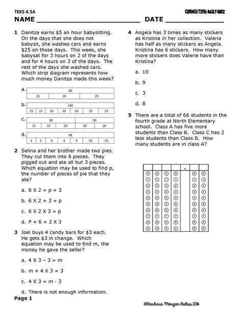 Fourth Grade Math Tests