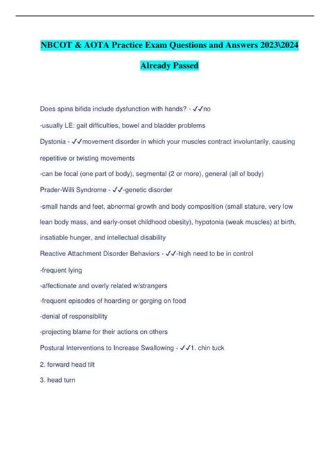 NBCOT EXAM BUNDLE PACK WITH COMPLETE SOLUTIONS - Stuvia US