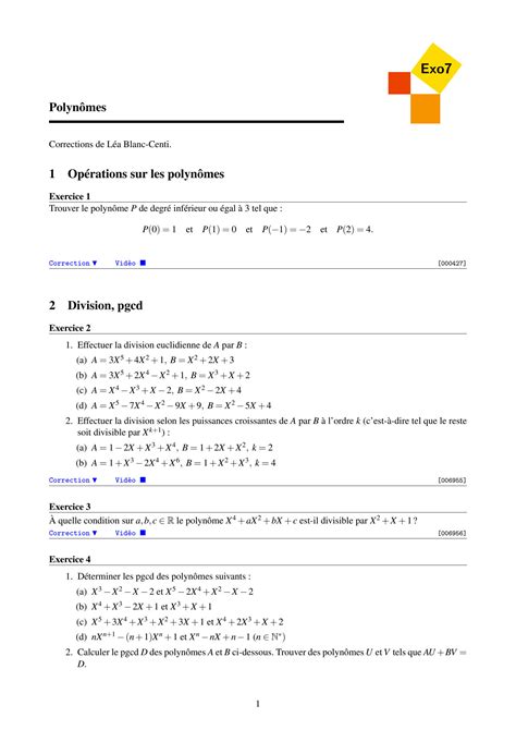 Image result for Exo7 Polynomes