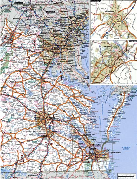 Virginia state highway map with truck routes roads map trucker drivers ...