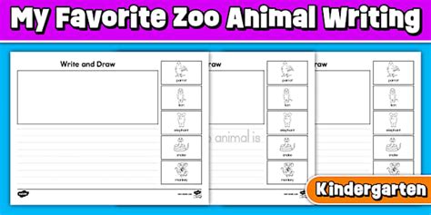 Kindergarten My Favorite Zoo Animal Writing Worksheet