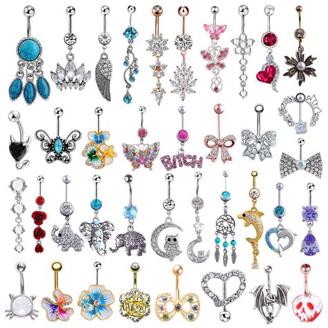 Belly Piercing Jewelry Amazon.com: Gemtastic Surgical Steel Dangle