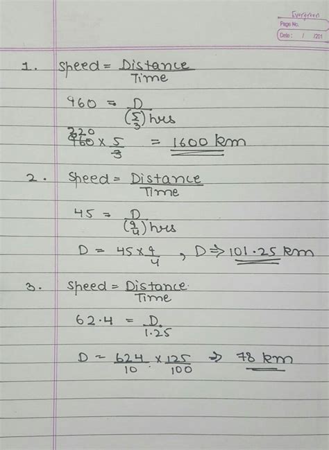 Determine the distance covered when1. Speed = 960 km/hour ; Time2 ...