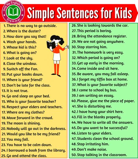 Image result for Simple Sentence Examples for Kids