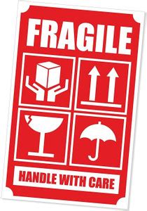 True-Ally 100 x150 mm Handle with Care 100 Stickers laminated and water ...