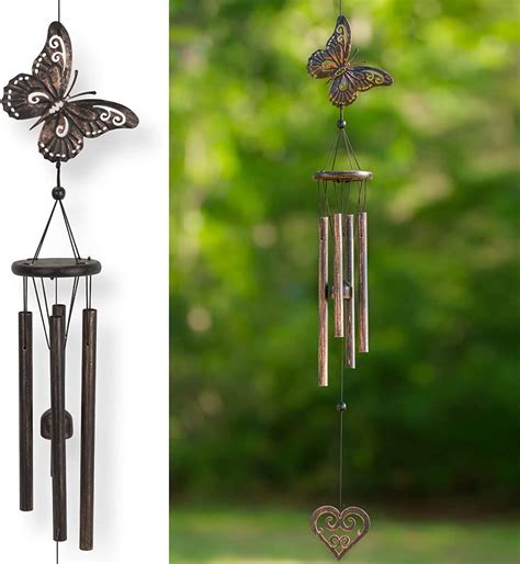 Amazon.com : Windwings Butterfly Wind Chimes, Outdoor Windchime Stained ...