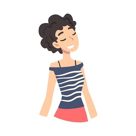 Brunette girl thinking up an idea female person dreaming about ...