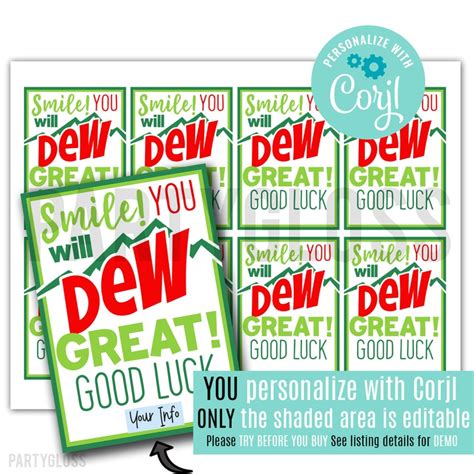 Buy Editable Good Luck Cheer Dance Printable Tag | Soda Pop Pun Tags ...