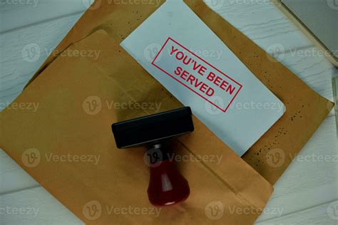 Red Handle Rubber Stamper and You've Been Served text isolated on the ...