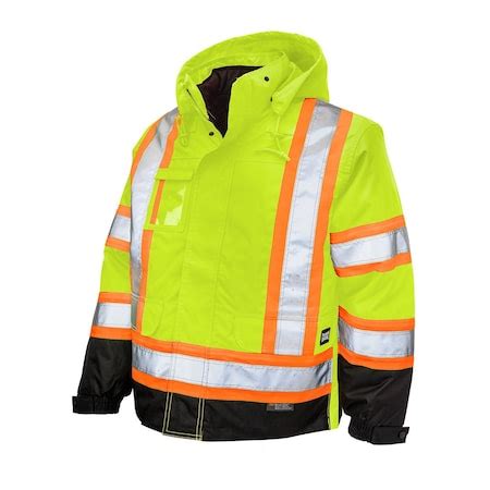 Tough Duck Hi-Vis 5-in-1 Safety Jacket, 300D Poly Oxford with PU ...