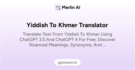 Yiddish to Khmer Translator