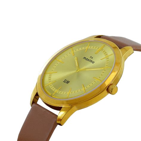 Maxima GOLD Men Gold Dial Analogue Watch - 66411LMGY