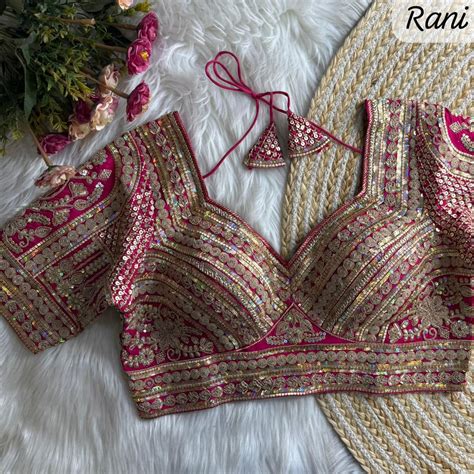 Rani Pure Roman Silk Sabyasachi Style Bridal Blouse – Anant Exports