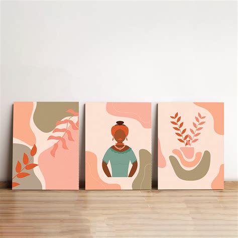 Botanical Lady Art - Minimalist Canvas Wall Art Painting Prints ...