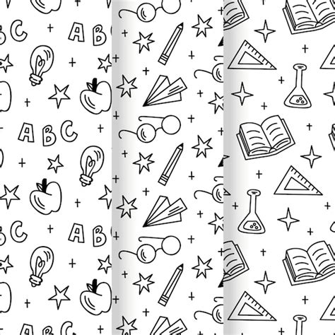 Hand drawn back to school pattern collection | Free Vector