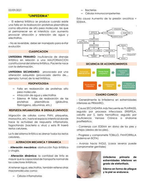 PATOLOGIA ENFEMEDADES 2020 RESUMENES USS - 02/09/ “LINFEDEMA” El edema ...