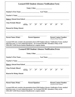 Fillable Online schools leonardisd Student s First Name Last Name ...